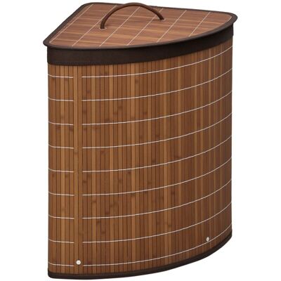 HOMCOM 55L Bamboo Corner Laundry Hamper - Laundry Basket HOMCOM 55L Bamboo Corner Laundry Hamper - Laundry Basket