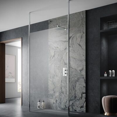 Wetroom Screen 1000mm Wide with Ceiling Post - 8mm Glass - Hudson Reed Wetroom Screen 1000mm Wide with Ceiling Post - 8mm Glass - Hudson Reed