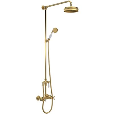Hudson Reed - Topaz Thermostatic Bar Shower Mixer with Shower Kit and Fixed Head - Brushed Brass Hudson Reed - Topaz Thermostatic Bar Shower Mixer with Shower Kit and Fixed Head - Brushed Brass