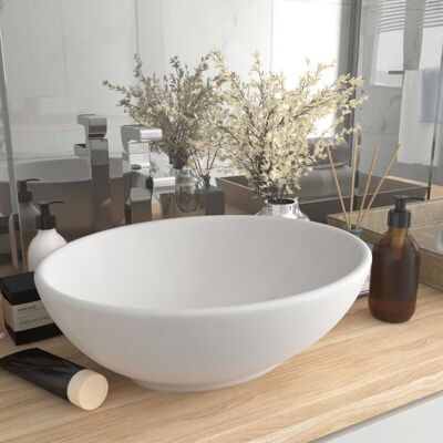 Luxury Basin Oval-shaped Matt White 40x33 cm Ceramic Vidaxl Luxury Basin Oval-shaped Matt White 40x33 cm Ceramic Vidaxl