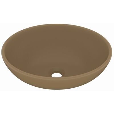 vidaXL Luxury Oval Washbasin - Ceramic, Cream, 40x33cm vidaXL Luxury Oval Washbasin - Ceramic, Cream, 40x33cm