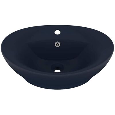 vidaXL Luxury Basin Overflow Oval Matt Dark Blue - Bathroom Sink vidaXL Luxury Basin Overflow Oval Matt Dark Blue - Bathroom Sink