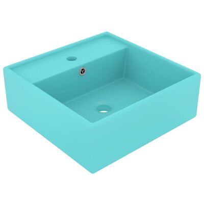 vidaXL Luxury Basin Overflow Square Matt Light Green 41x41 cm Ceramic - Bathroom Sink vidaXL Luxury Basin Overflow Square Matt Light Green 41x41 cm Ceramic - Bathroom Sink