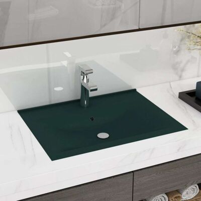 vidaXL Luxury Basin with Faucet Hole Dark Green - Bathroom Sink vidaXL Luxury Basin with Faucet Hole Dark Green - Bathroom Sink
