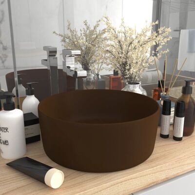 vidaXL Luxury Round Dark Brown Ceramic Washbasin - Washbasin vidaXL Luxury Round Dark Brown Ceramic Washbasin - Washbasin