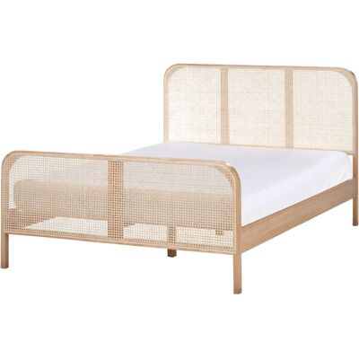 Beliani Pine Wood Rustic Double Bed - Bed Beliani Pine Wood Rustic Double Bed - Bed