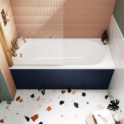Nuie - 1675x700 Straight Round Bath - White - Acrylic - Bathtub Nuie - 1675x700 Straight Round Bath - White - Acrylic - Bathtub