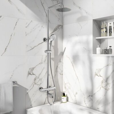 Orbit - Rondo Thermostatic Rigid Riser Shower Kit with Bath Filler - Chrome Orbit - Rondo Thermostatic Rigid Riser Shower Kit with Bath Filler - Chrome