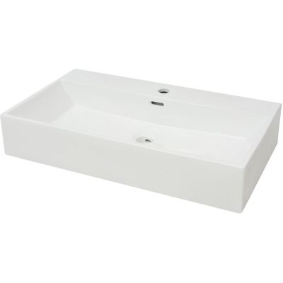 vidaXL Basin with Faucet Hole Ceramic White - Basin vidaXL Basin with Faucet Hole Ceramic White - Basin