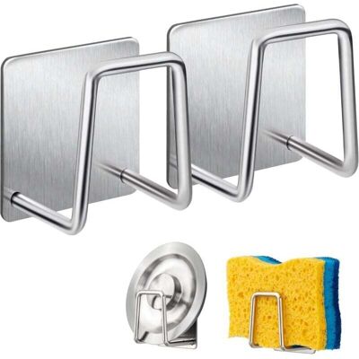 OEM Sponge Holder - 304 Stainless Steel Dish Sponge Hook, Adhesive - Sink Accessories - Adhesive Hook, Kitchen And Bathroom Storage (2pack, Silver). OEM Sponge Holder - 304 Stainless Steel Dish Sponge Hook, Adhesive - Sink Accessories - Adhesive Hook, Kitchen And Bathroom Storage (2pack, Silver).
