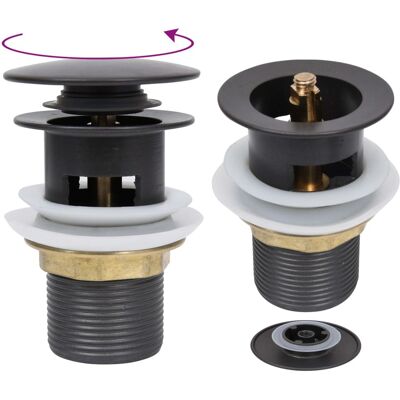 vidaXL Push Drain - Grey Bathroom Sink Overflow Valve vidaXL Push Drain - Grey Bathroom Sink Overflow Valve