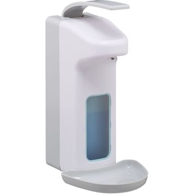 Relaxdays - Set Of 2 Soap Dispensers, 1000 Ml, Drip Tray, Lever, Sanitizer Container, Wall-mount, Hygienic, White Relaxdays - Set Of 2 Soap Dispensers, 1000 Ml, Drip Tray, Lever, Sanitizer Container, Wall-mount, Hygienic, White
