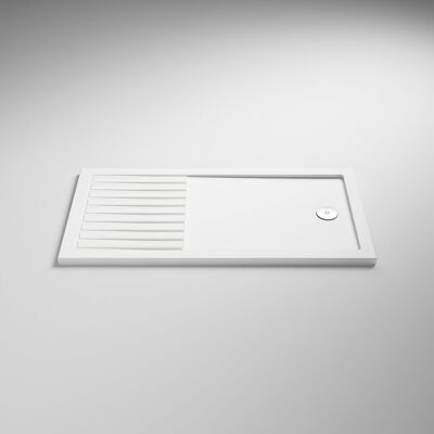 Purity 1600x800mm Walk-In Rectangular Shower Tray 40mm With Drying Area - White Purity 1600x800mm Walk-In Rectangular Shower Tray 40mm With Drying Area - White