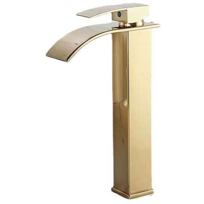 OEM Gold Lacquered Waterfall Faucet, Countertop Washbasin With Hot And Cold Water, Bathroom Vanity Unit, Single-hole Faucet, Waterfall Washbasin Faucet, Mixer Tap OEM Gold Lacquered Waterfall Faucet, Countertop Washbasin With Hot And Cold Water, Bathroom Vanity Unit, Single-hole Faucet, Waterfall Washbasin Faucet, Mixer Tap