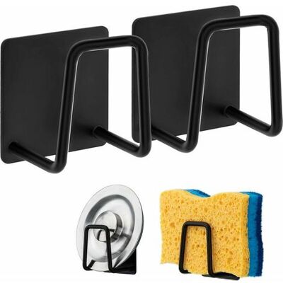OEM Sponge Holder - 304 Stainless Steel Dish Sponge Hook, Adhesive - Sink Accessories - Adhesive Hook, Kitchen And Bathroom Storage (2pcs, Black) OEM Sponge Holder - 304 Stainless Steel Dish Sponge Hook, Adhesive - Sink Accessories - Adhesive Hook, Kitchen And Bathroom Storage (2pcs, Black)