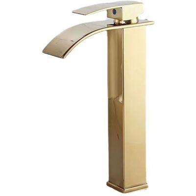 OEM Gold Lacquered Waterfall Faucet, Countertop Washbasin With Hot And Cold Water, Bathroom Vanity Unit, Single-hole Faucet, Waterfall Washbasin Faucet, Mixer Tap OEM Gold Lacquered Waterfall Faucet, Countertop Washbasin With Hot And Cold Water, Bathroom Vanity Unit, Single-hole Faucet, Waterfall Washbasin Faucet, Mixer Tap