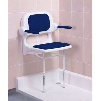 Akw - 2000 Series Fold Up Shower Seat With Back & Arms Blue Akw - 2000 Series Fold Up Shower Seat With Back & Arms Blue