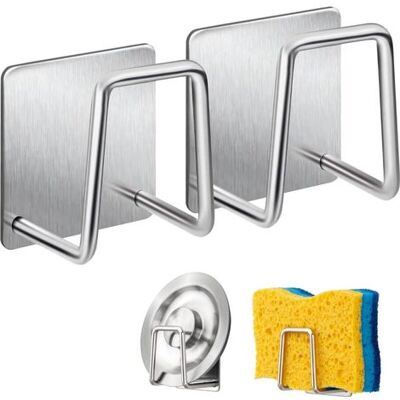 SIOKS Sponge Holder - 304 Stainless Steel Dish Sponge Hook, Adhesive - Sink Accessories - Adhesive Hook, Kitchen And Bathroom Storage (2pack, Silver). SIOKS Sponge Holder - 304 Stainless Steel Dish Sponge Hook, Adhesive - Sink Accessories - Adhesive Hook, Kitchen And Bathroom Storage (2pack, Silver).