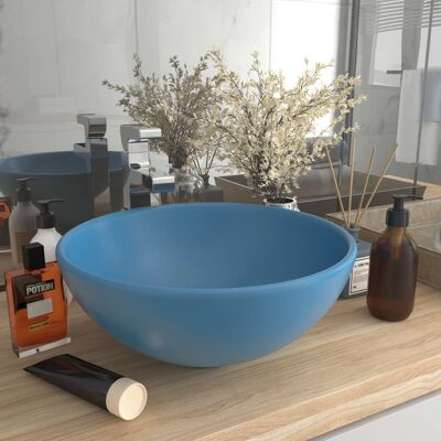 vidaXL Luxury Round Light Blue Ceramic Washbasin - Washbasin vidaXL Luxury Round Light Blue Ceramic Washbasin - Washbasin