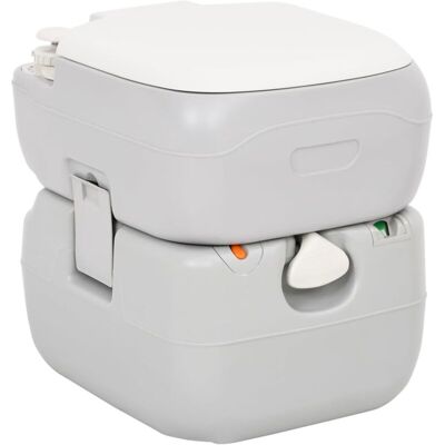 vidaXL Camping Toilet Portable Grey and White 22+12 L HDPE - Camping Toilet vidaXL Camping Toilet Portable Grey and White 22+12 L HDPE - Camping Toilet
