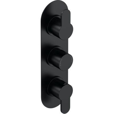 Pride Contemporary Concealed Round Triple Thermostatic Shower Valve with Diverter - 280mm - Matt Black Finish - Balterley Bathroom Pride Contemporary Concealed Round Triple Thermostatic Shower Valve with Diverter - 280mm - Matt Black Finish - Balterley Bathroom