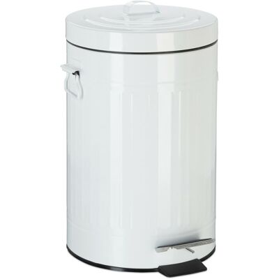 Relaxdays - Pedal Bin, Vintage Under Kitchen Counter & Bathroom Bin, Metal, 12 l, White Relaxdays - Pedal Bin, Vintage Under Kitchen Counter & Bathroom Bin, Metal, 12 l, White