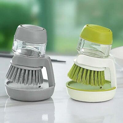 Ymyny - Set of 2 Dish Brushes with Refillable Dish Soap Dispenser and Container, Grey, Green mumu Ymyny - Set of 2 Dish Brushes with Refillable Dish Soap Dispenser and Container, Grey, Green mumu