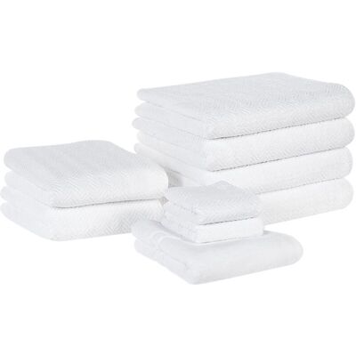 Beliani White Cotton Terry 9-Piece Towel Set - Bath & Guest Towels Beliani White Cotton Terry 9-Piece Towel Set - Bath & Guest Towels
