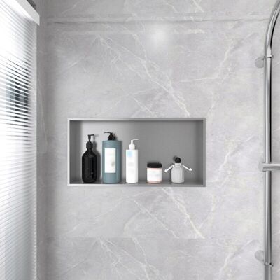T&K Recessed Shower Niche Stainless Steel Shower Storage 61x30.5cm Brush Grey T&K Recessed Shower Niche Stainless Steel Shower Storage 61x30.5cm Brush Grey