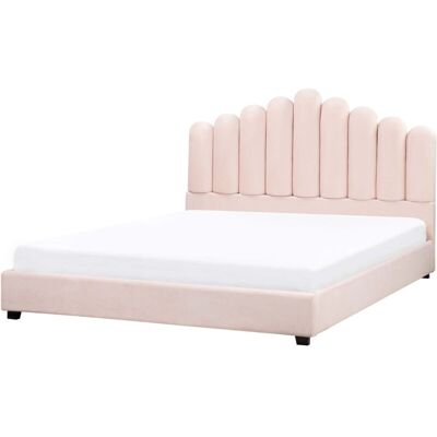 Beliani Vincennes Pink Velvet Double Bed - Bed Beliani Vincennes Pink Velvet Double Bed - Bed