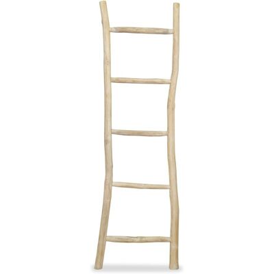 vidaXL Teak Towel Ladder with 5 Rungs - Towel Holder Bathroom Furniture vidaXL Teak Towel Ladder with 5 Rungs - Towel Holder Bathroom Furniture