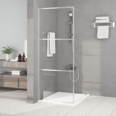 vidaXL Silver 80x195 cm Walk-in Shower Wall ESG Glass - Shower Screen vidaXL Silver 80x195 cm Walk-in Shower Wall ESG Glass - Shower Screen