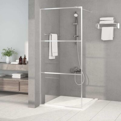 vidaXL Walk-in Shower Wall Silver 90x195 cm Clear ESG Glass Shower Screen - Walk-in Shower Wall vidaXL Walk-in Shower Wall Silver 90x195 cm Clear ESG Glass Shower Screen - Walk-in Shower Wall