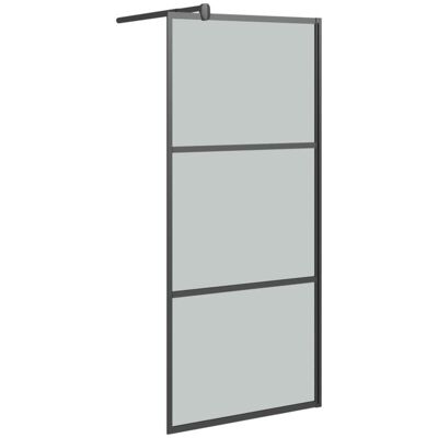 vidaXL Walk-in Shower Wall 90x195cm Dark ESG Glass Black - Shower Wall vidaXL Walk-in Shower Wall 90x195cm Dark ESG Glass Black - Shower Wall