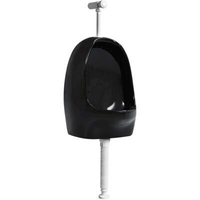 vidaXL Wall Hung Urinal with Flush Valve Ceramic Black - Wall Hung Urinal vidaXL Wall Hung Urinal with Flush Valve Ceramic Black - Wall Hung Urinal