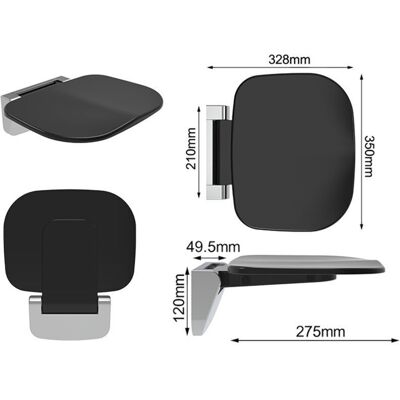 TEHTUY Wall-Mounted Folding Shower Seat, Wall-Mounted Folding Shower Stool, Non-Slip Shower Chair for Disabled and Elderly People - Ferrous TEHTUY Wall-Mounted Folding Shower Seat, Wall-Mounted Folding Shower Stool, Non-Slip Shower Chair for Disabled and Elderly People - Ferrous