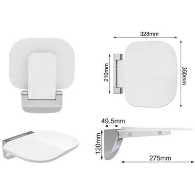TEHTUY Wall-Mounted Folding Shower Seat, Wall-Mounted Folding Shower Stool, Non-Slip Shower Chair for Disabled and Elderly People - White TEHTUY Wall-Mounted Folding Shower Seat, Wall-Mounted Folding Shower Stool, Non-Slip Shower Chair for Disabled and Elderly People - White