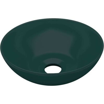 vidaXL Bathroom Sink Ceramic Dark Green Round - Bathroom Sink vidaXL Bathroom Sink Ceramic Dark Green Round - Bathroom Sink