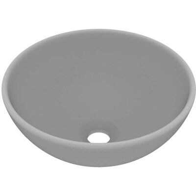 vidaXL Luxury Round Light Grey Ceramic Washbasin - Washbasin vidaXL Luxury Round Light Grey Ceramic Washbasin - Washbasin