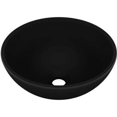 vidaXL Luxury Round Matt Black Ceramic Washbasin - Bathroom Sink vidaXL Luxury Round Matt Black Ceramic Washbasin - Bathroom Sink