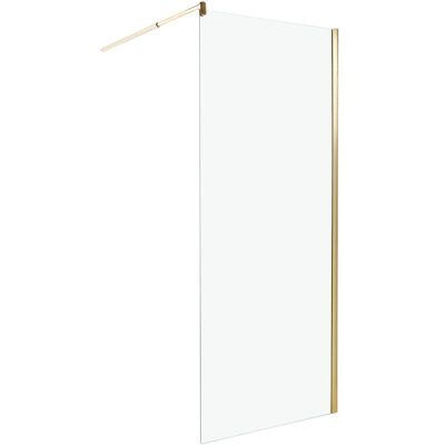 Beliani - Wet Room Bathroom Shower Screen Tempered Glass Doorless 80 x 190 cm Gold Ahaus Beliani - Wet Room Bathroom Shower Screen Tempered Glass Doorless 80 x 190 cm Gold Ahaus