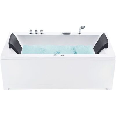 Beliani Whirlpool Bath with LED - Right Hand, 183x90 cm, White - Bath Beliani Whirlpool Bath with LED - Right Hand, 183x90 cm, White - Bath