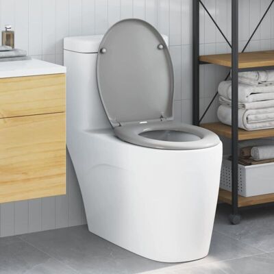 vidaXL Grey Plastic Minimalist Oval Toilet Seat - Toilet seat vidaXL Grey Plastic Minimalist Oval Toilet Seat - Toilet seat