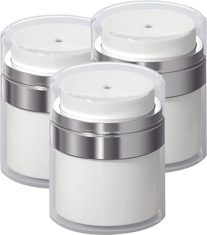 Longziming - 3 Piece Airless Pump, 30ml Refillable Empty Pump Cream Bottle Portable Pump Cream Dispenser Empty Cream Container for Travel
