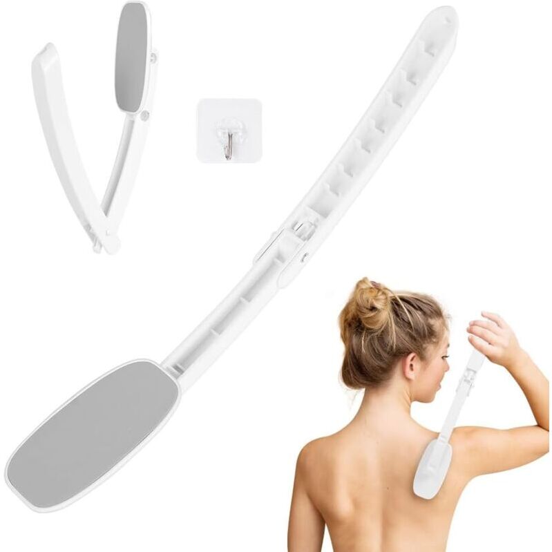Alwaysh - Back Cream Applicator, Foldable Back Body Lotion Applicator Body Brush Long Handle Bath Brush Shower Brush,Grey