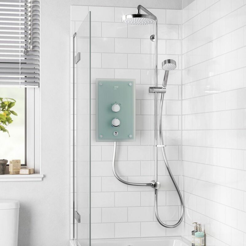 Mira Showers - Mira Azora Dual Head Electric Shower 9.8kW Power Glass Clearscale 1.1634.156