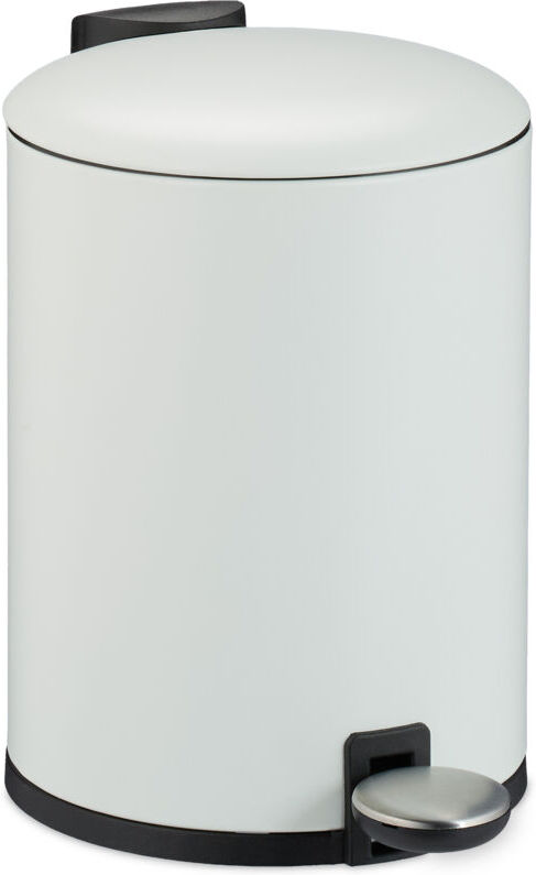 Relaxdays - Bathroom Waste Bin, 3L, Round, Soft-Close Cosmetics Trash Can, Matt Finish, Removable Inner Bin, Pedal, White