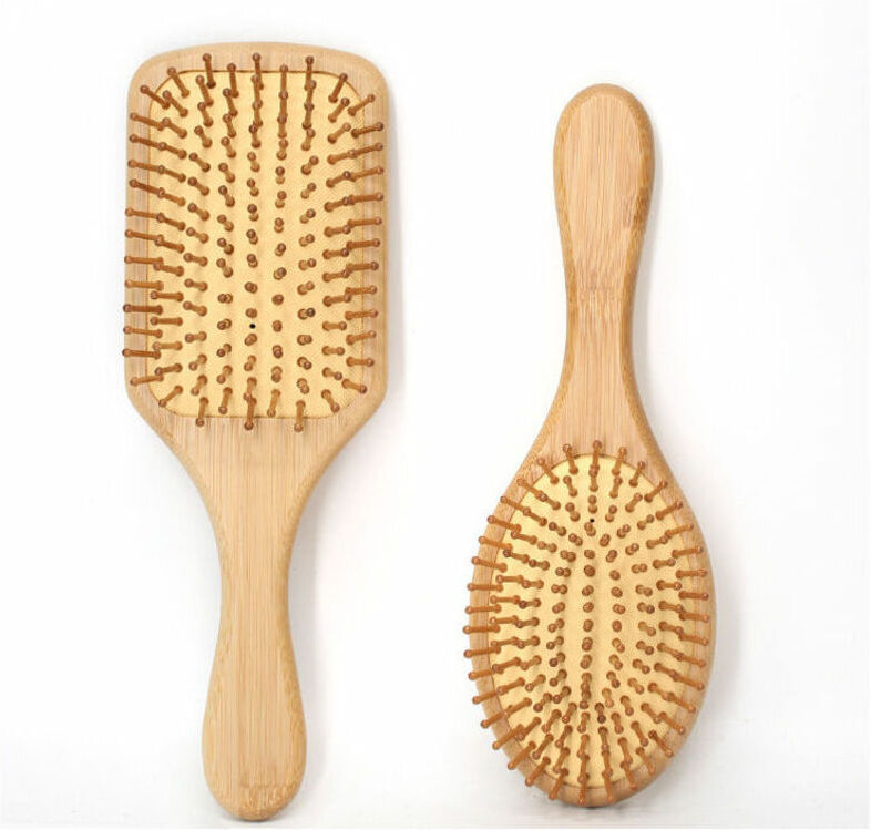 NEIGE Snow2Pcs Hair brush made of natural bamboo wood - bamboo bristles to massage the scalp and detangle all hair types - Limits the effect of static
