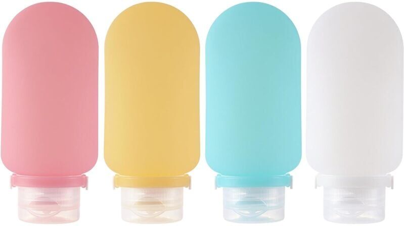 Sollbry - Pieces 90ml Travel Container, Silicone Toiletry Travel Bottle Kit, Travel Accessories Refillable for Shampoo Liquid Soap Cream Lotion