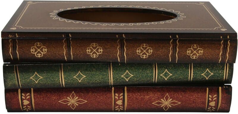 GROOFOO Wooden Tissue Holder Facial Paper Dispenser Rectangular Napkin Storage Box Vintage Coffee Color